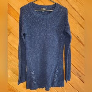 A new approach small dark blue and silver sparkle tight knit sweater
